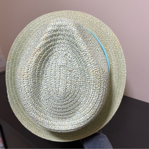Vince Camuto Paper Straw Fedora Teal Ribbon - Picture 5 of 12